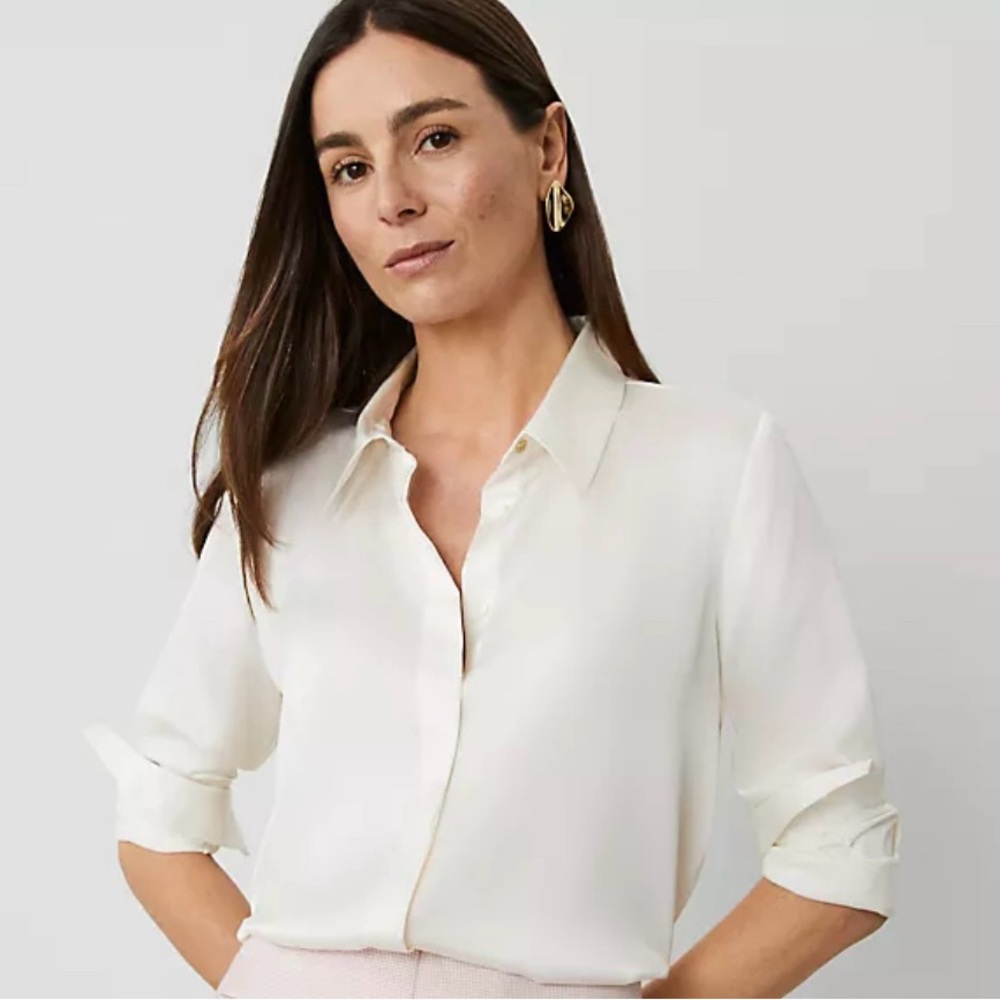 Ann Taylor White Button Down Shirt